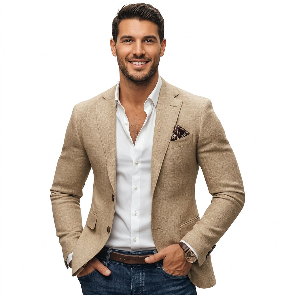 Herren Jacke für Winter mit Reverskragen in Aprikose