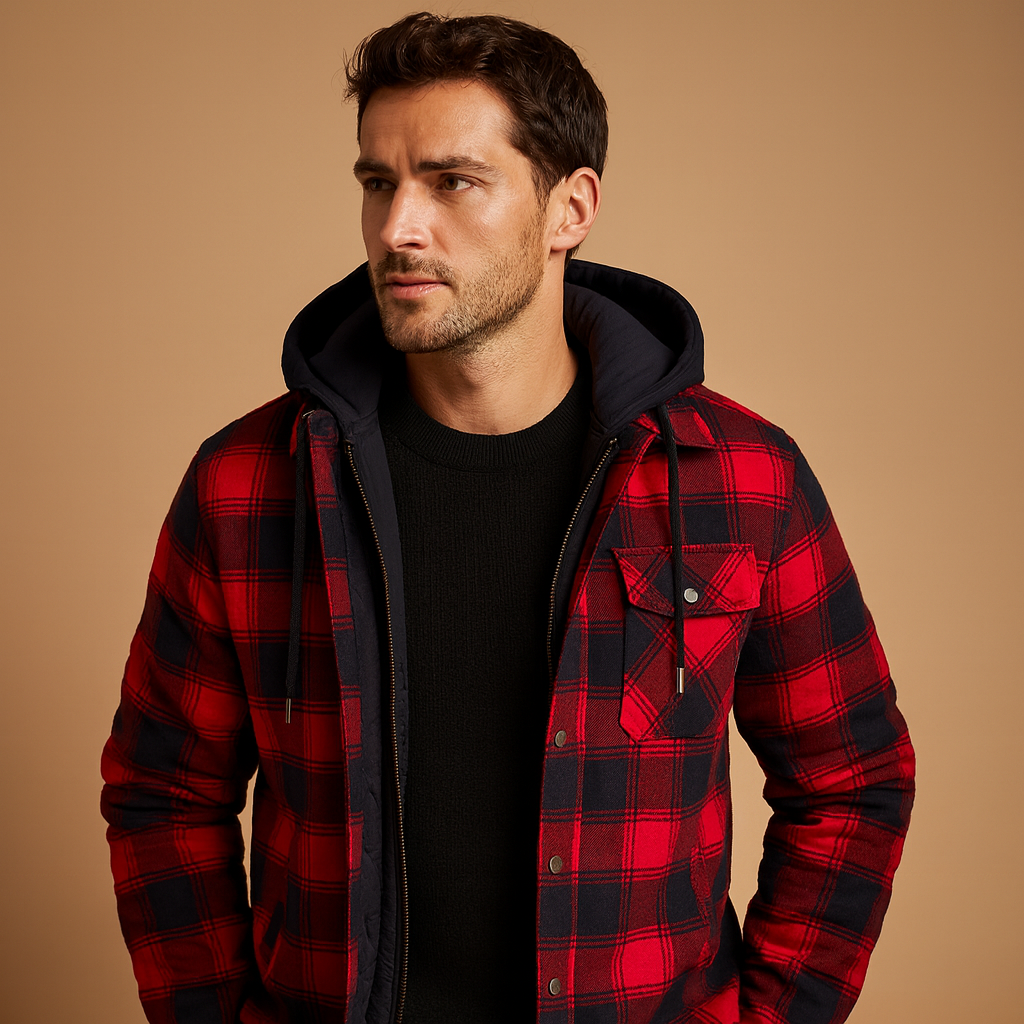 Herren Jacke im Printdesign mit Kapuze in Rot