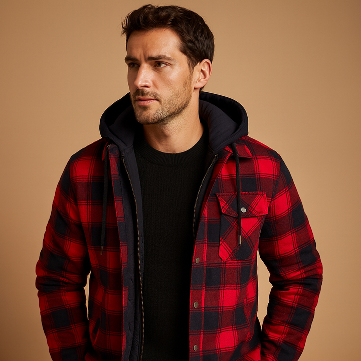 Herren Jacke im Printdesign mit Kapuze in Rot