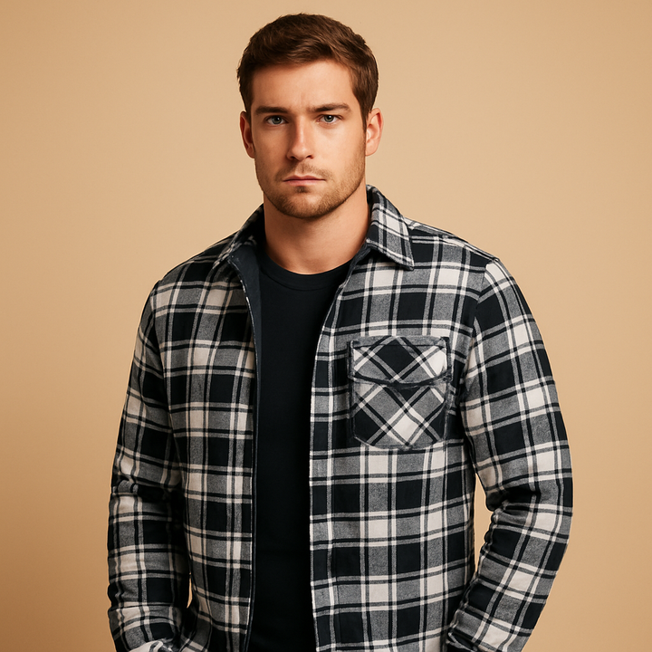 Herren Jacke im Printdesign mit Kapuze in Schwarz