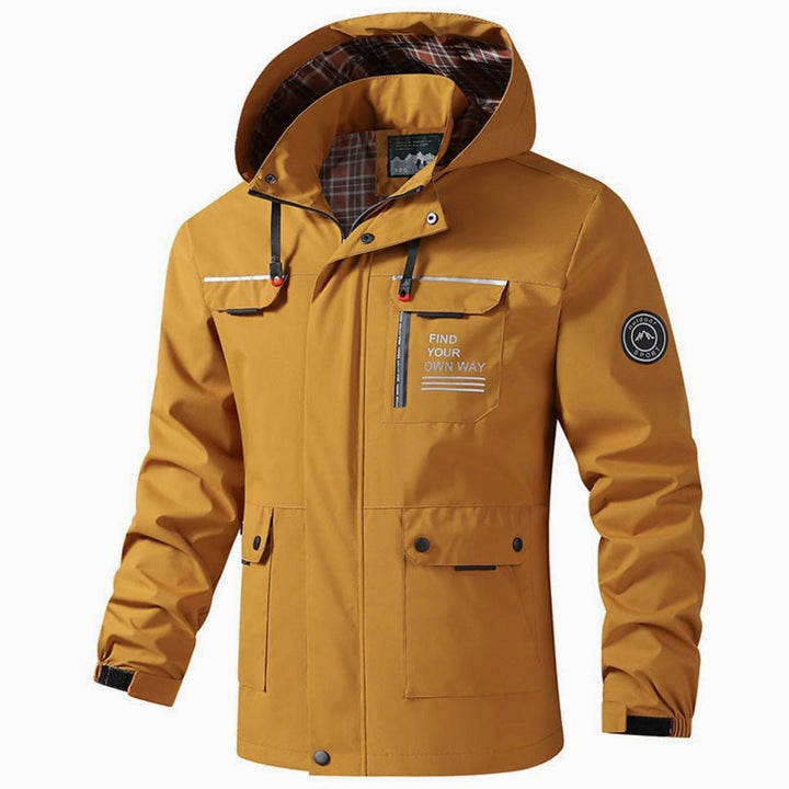Herren Jacke mit Kapuze Wasserdicht in Mosterdgeel
