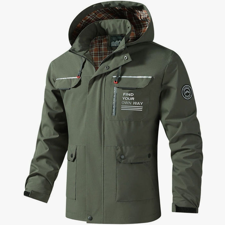 Herren Jacke mit Kapuze Wasserdicht in Olijfgroen