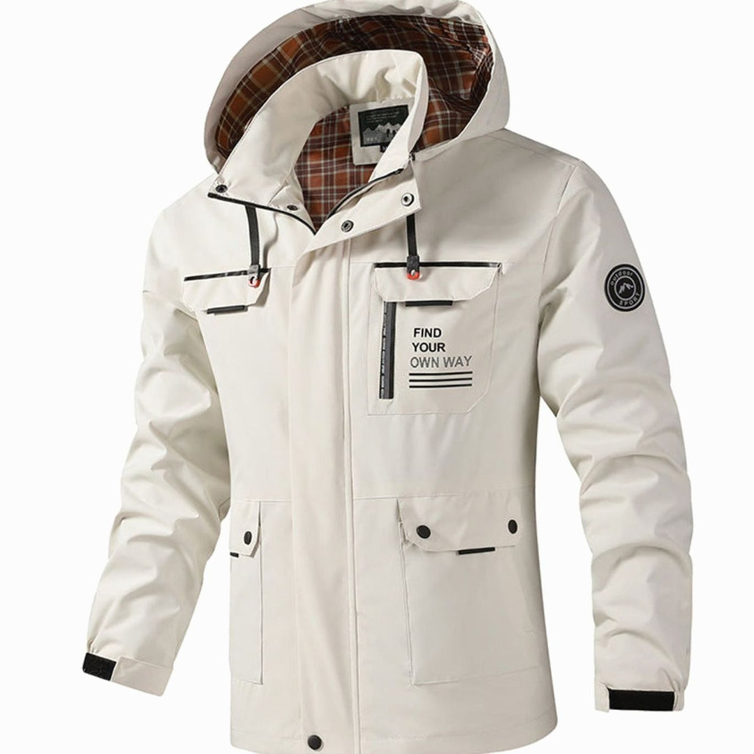 Herren Jacke mit Kapuze Wasserdicht in Weiß