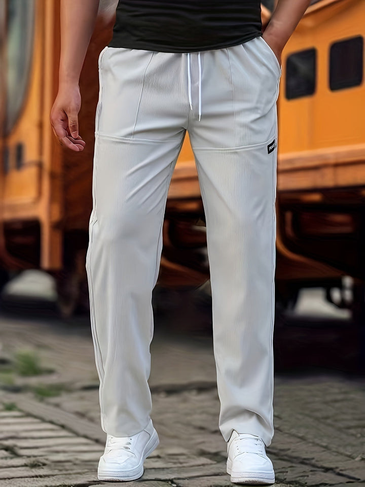 Herren Jogginghose aus elastischem Strickstoff in Hellgrau