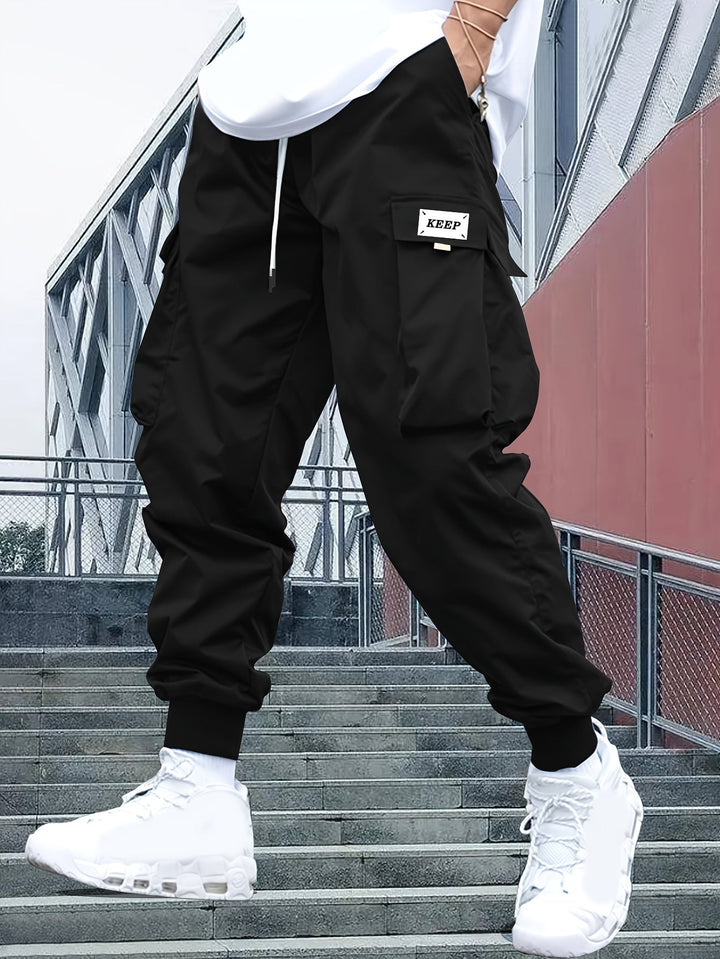 Herren Jogginghose im Cargo-Stil mit Komfort in Schwarz