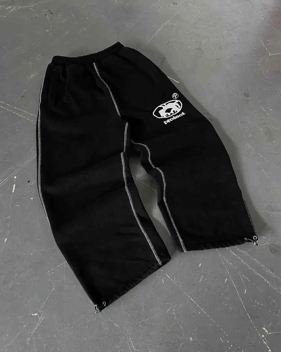 Herren Jogginghose Y2K Streetwear mit Retro-Druck in Schwarz