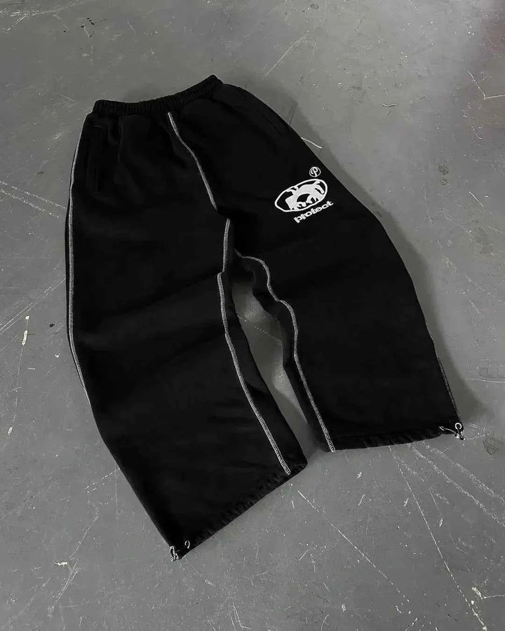 Herren Jogginghose Y2K Streetwear mit Retro-Druck in Schwarz