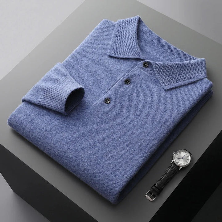 Herren Kaschmir Pullover Business Elegant in Blau