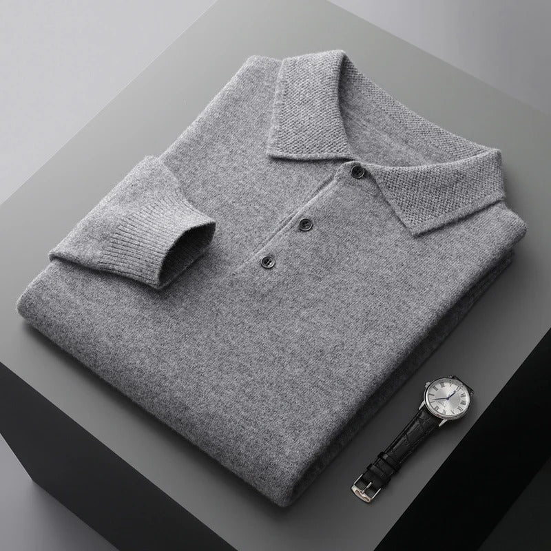 Herren Kaschmir Pullover Business Elegant in Grau
