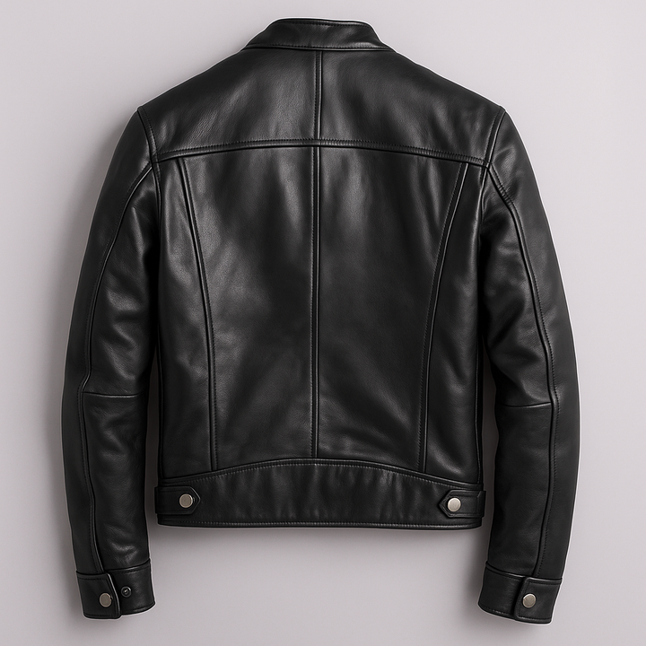 Herren Klassische Lederjacke im Bikerstil (4)