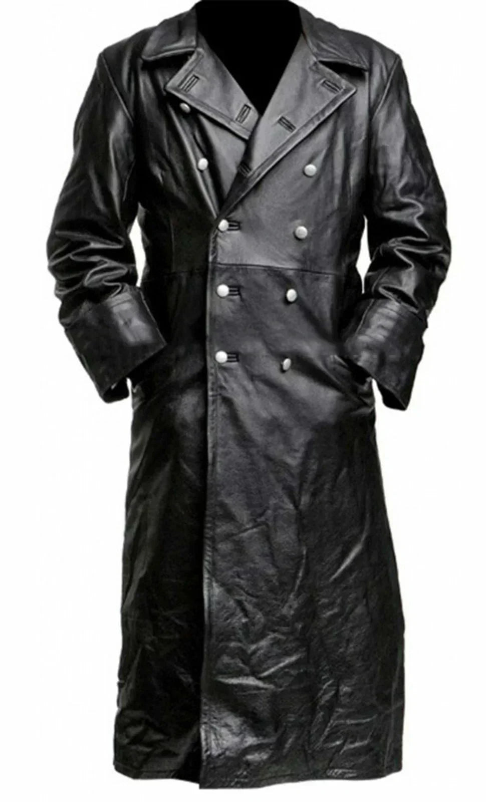 Herren Klassischer Ledermantel im Trench-Stil (2)
