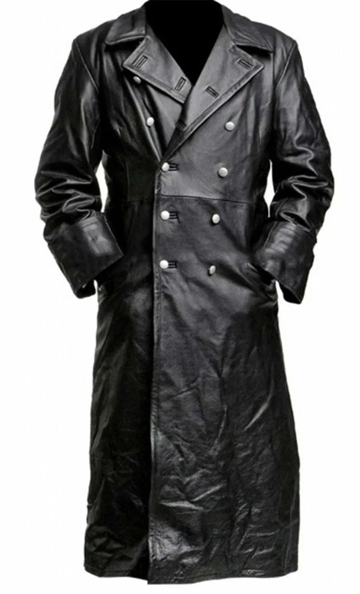 Herren Klassischer Ledermantel im Trench-Stil (2)