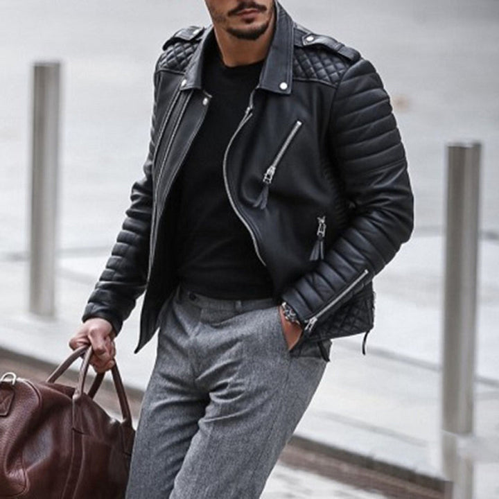 Herren Lederjacke Gepolsterte für Herbst (4)