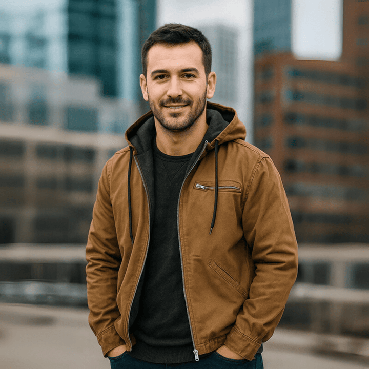 Herren Lederjacke mit Kapuze für Herbst (2)