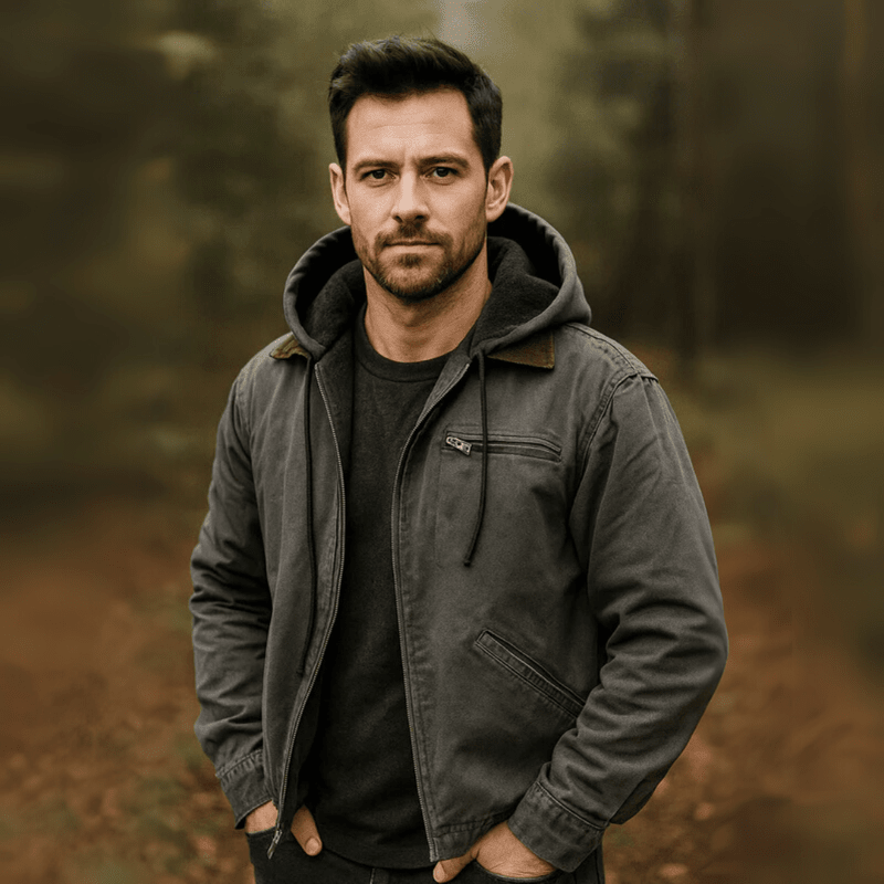 Herren Lederjacke mit Kapuze für Herbst (6)