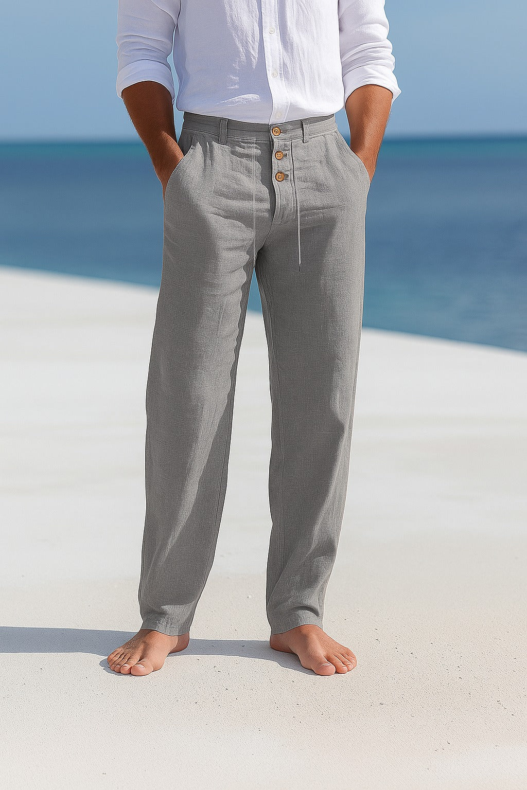Herren Leichte Lockere Hose für warme Tage in Grau
