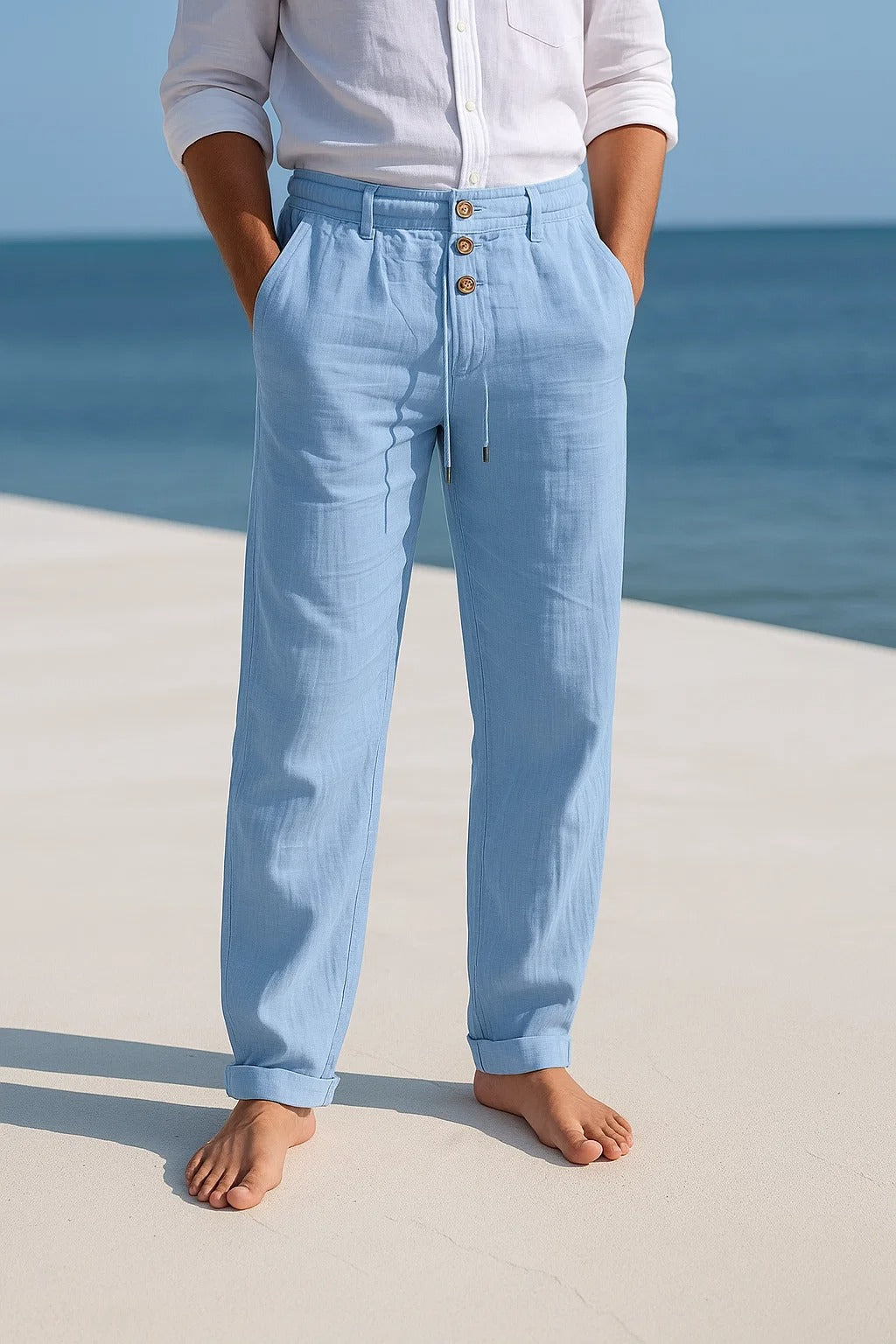 Herren Leichte Lockere Hose für warme Tage in Hellblau