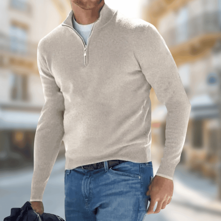 Herren Leichter Pullover aus atmungsaktiver Baumwolle in Beige