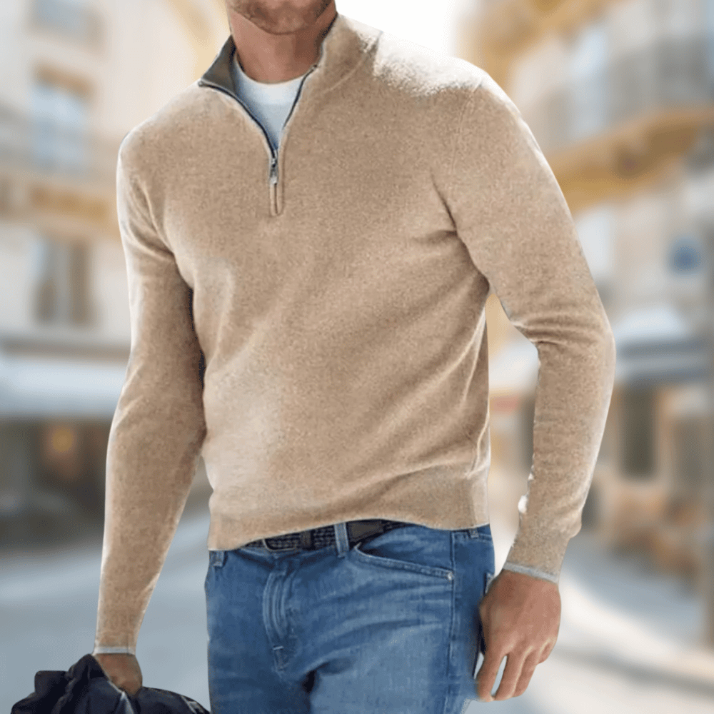Herren Leichter Pullover aus atmungsaktiver Baumwolle in Braun