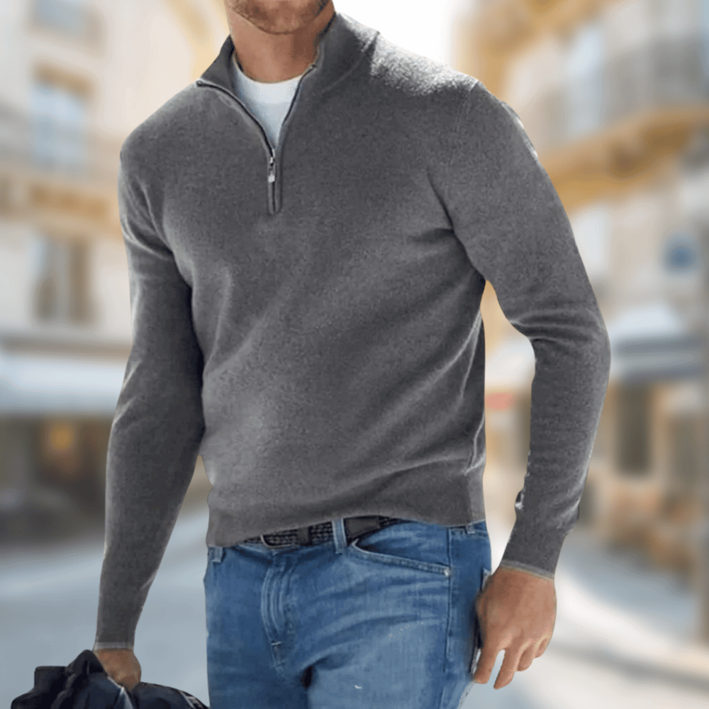 Herren Leichter Pullover aus atmungsaktiver Baumwolle in Grau