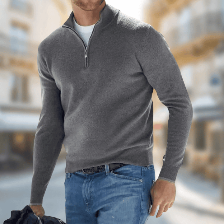 Herren Leichter Pullover aus atmungsaktiver Baumwolle in Grau