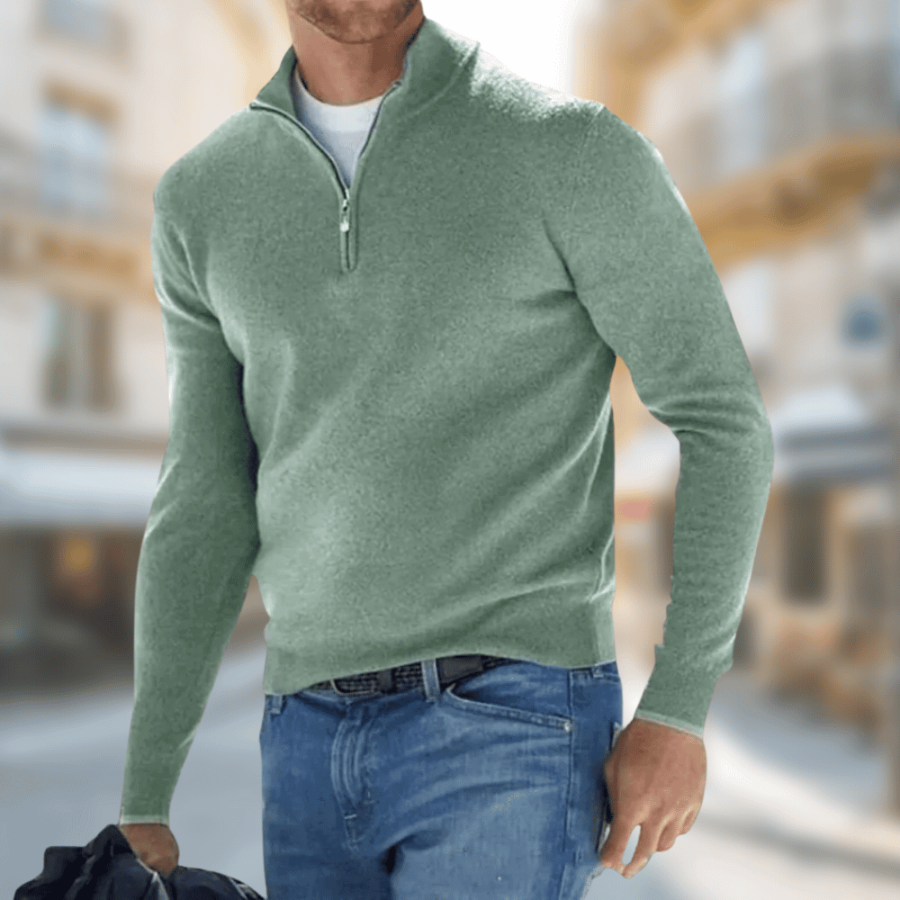Herren Leichter Pullover aus atmungsaktiver Baumwolle in Grün