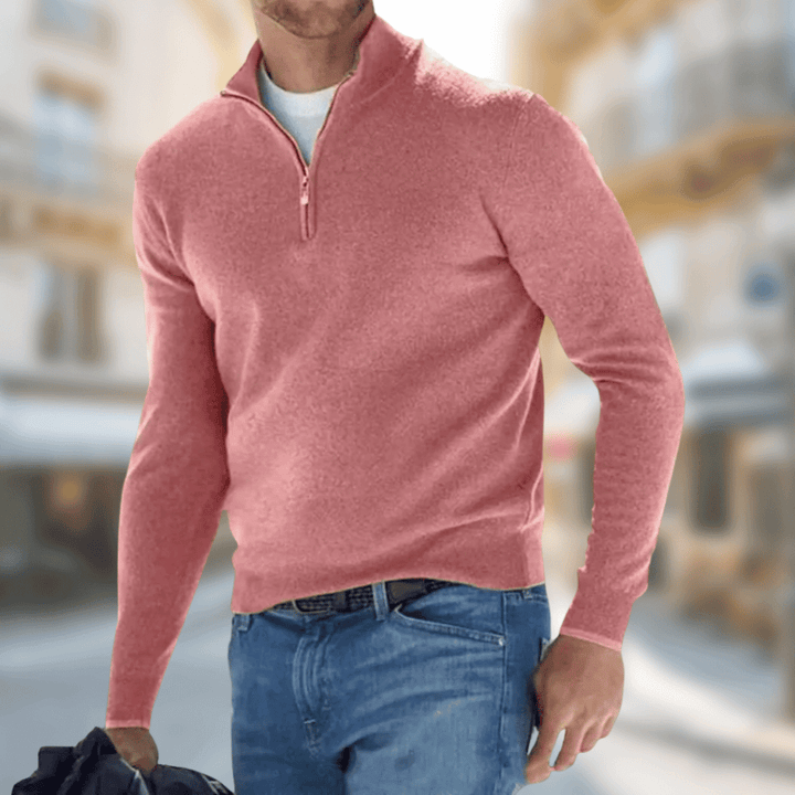 Herren Leichter Pullover aus atmungsaktiver Baumwolle in Rot
