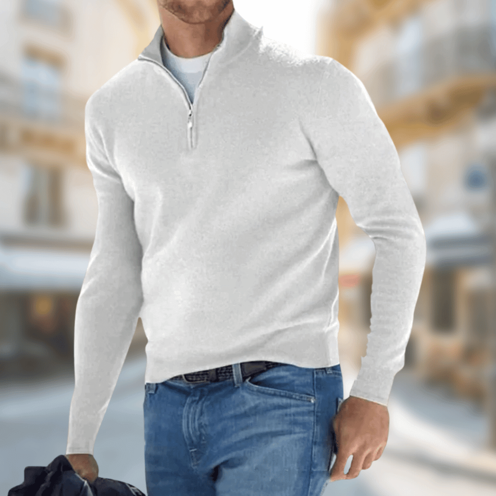 Herren Leichter Pullover aus atmungsaktiver Baumwolle in Weiß