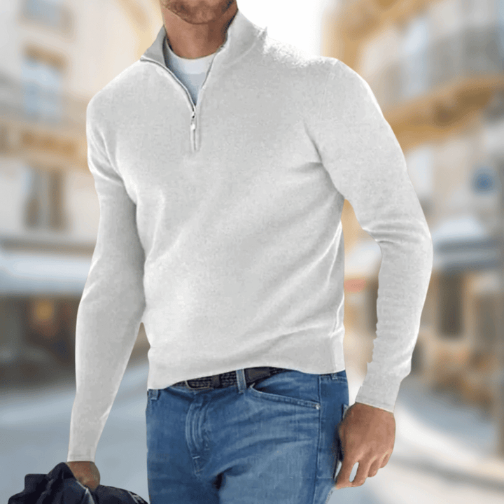 Herren Leichter Pullover aus atmungsaktiver Baumwolle in Weiß