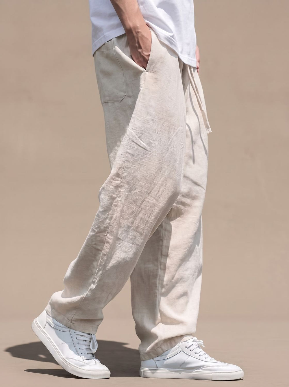 Herren Leinenhose Lockere Schnittform mit Tunnelzug (2)
