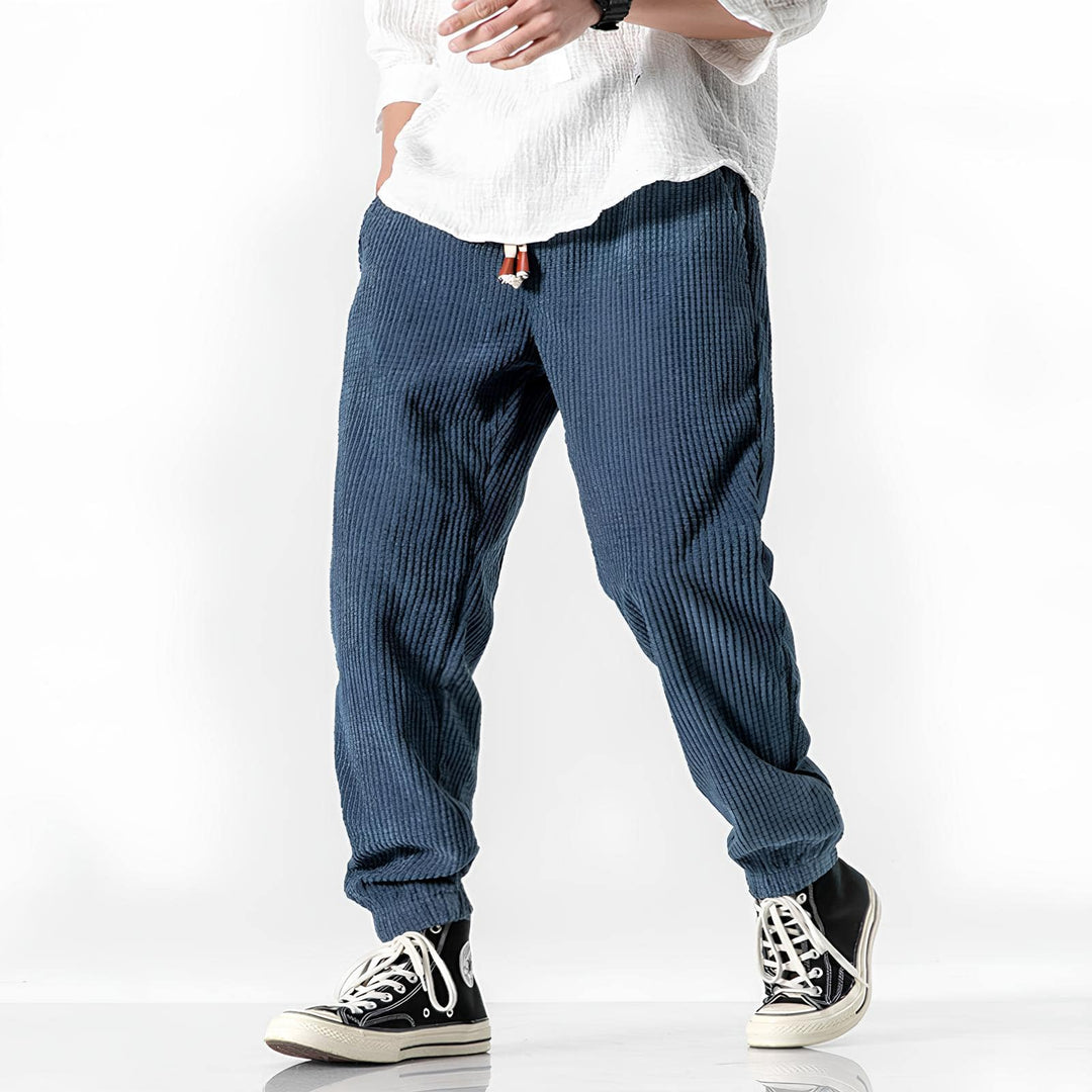 Herren Lockere Ripp-Jogginghose für den Alltag in Blau