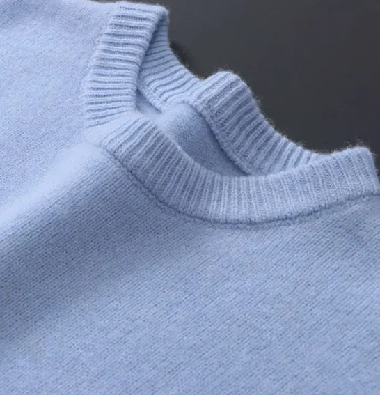 Herren Mohair Pullover mit geometrischem Muster in Blau 2
