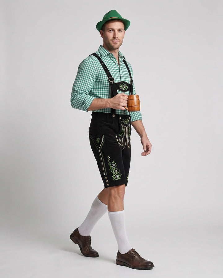 Herren Oktoberfest Lederhose mit Hosenträgern