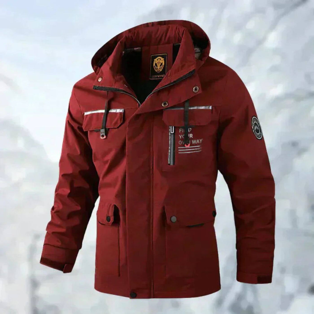Herren Outdoor-Jacke Wasserdicht Alltagskomfort Modern in Rot