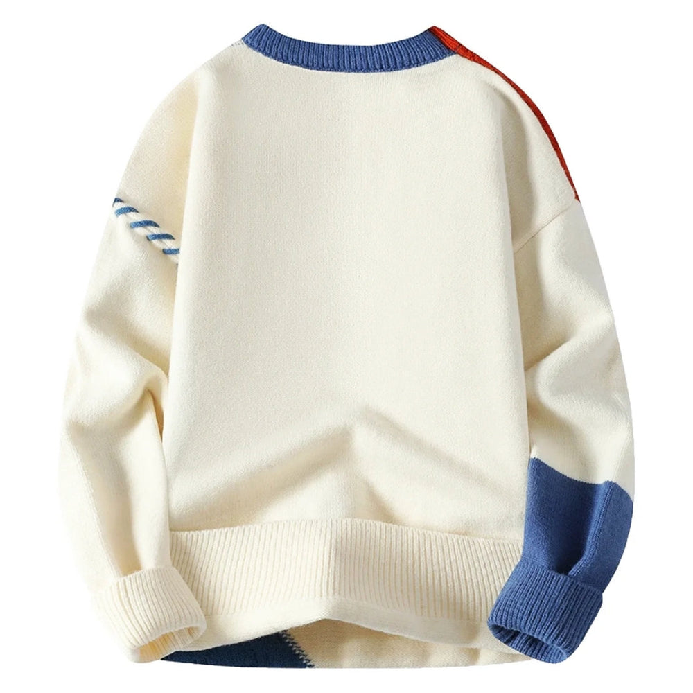 Herren Patchwork-Pullover im Künstlerischen Stil (2)
