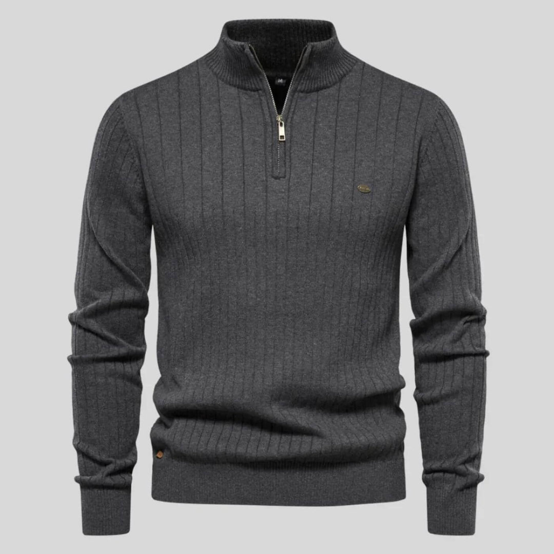 Herren Premium Strickpullover Vielseitig Klassisch Robust in Grau