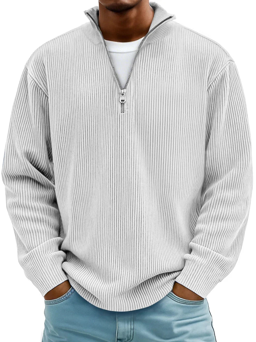 Herren Pullover im modernen Trend-Stil in Weiß