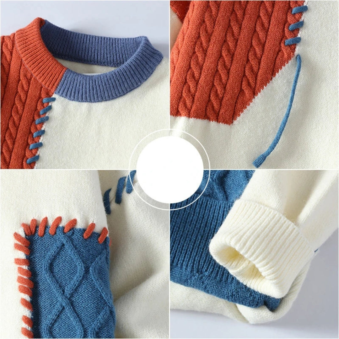 Herren Pullover im Patchwork-Design für Herbst (7)