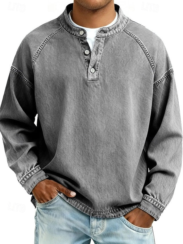 Herren Pullover im Retro-Stil mit langen Ärmeln in Grau