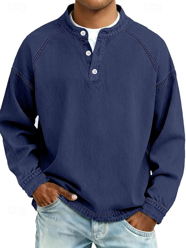 Herren Pullover im Retro-Stil mit langen Ärmeln in Königsblau