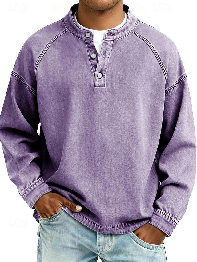 Herren Pullover im Retro-Stil mit langen Ärmeln in Lila