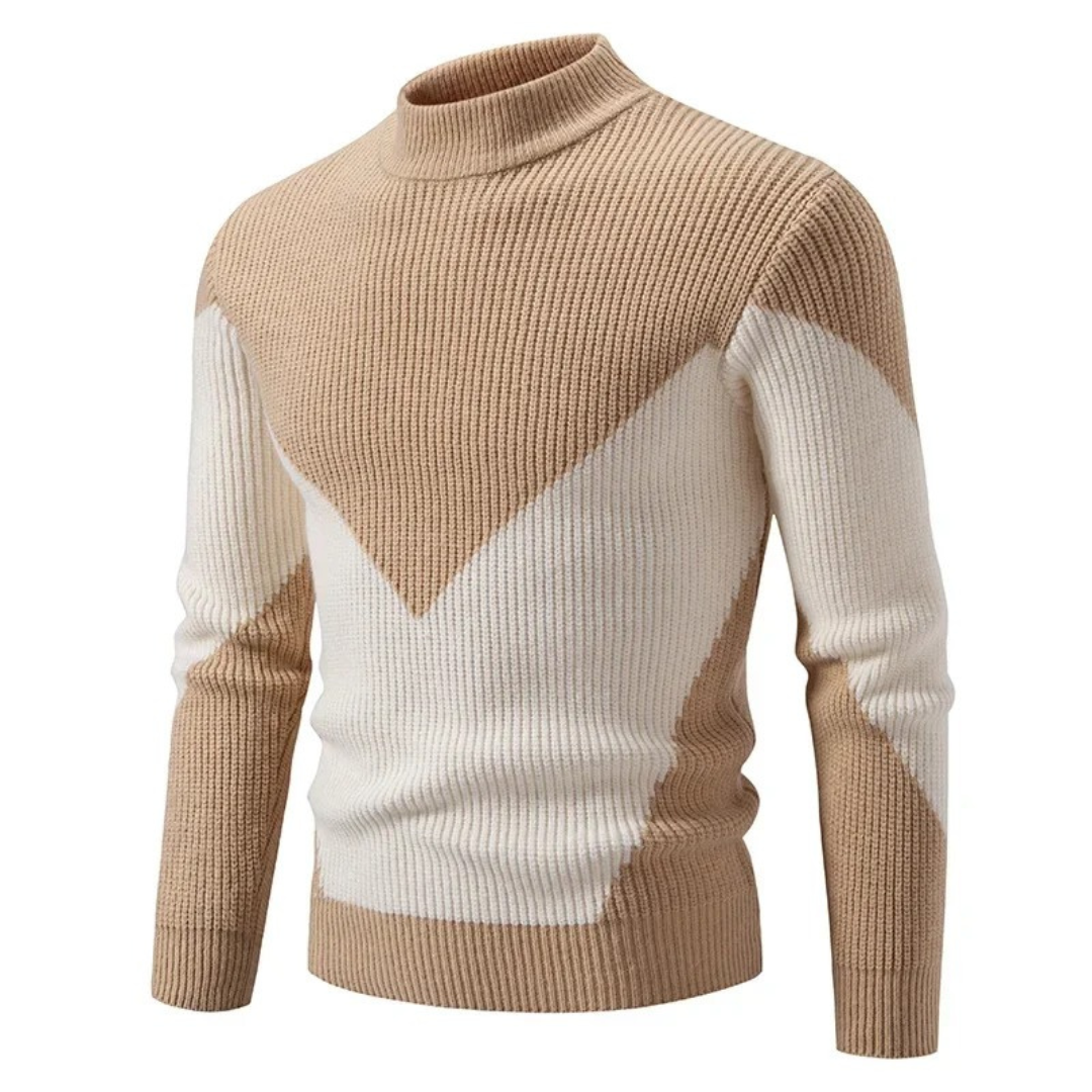 Herren Pullover mit geometrischem Muster für Herbst in Beiger Diamant