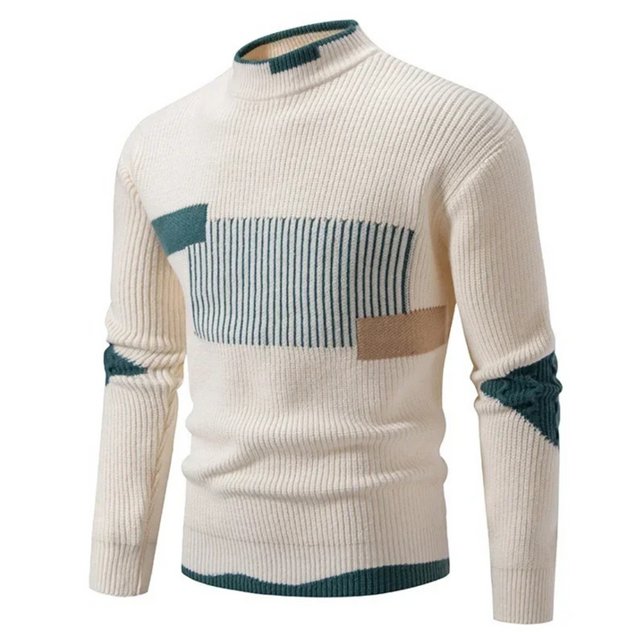 Herren Pullover mit geometrischem Muster für Herbst in Geometrisch Beige