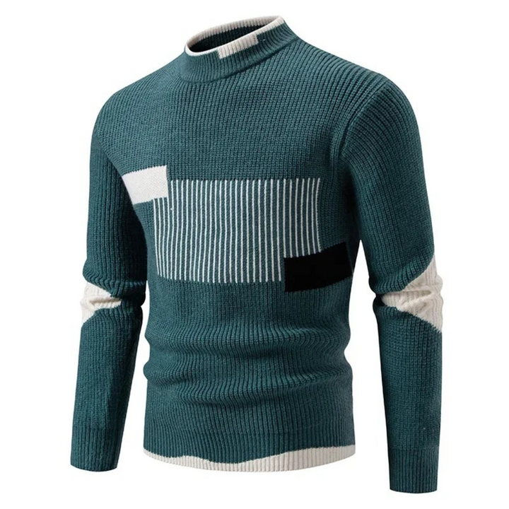 Herren Pullover mit geometrischem Muster für Herbst in Geometrisch Grün
