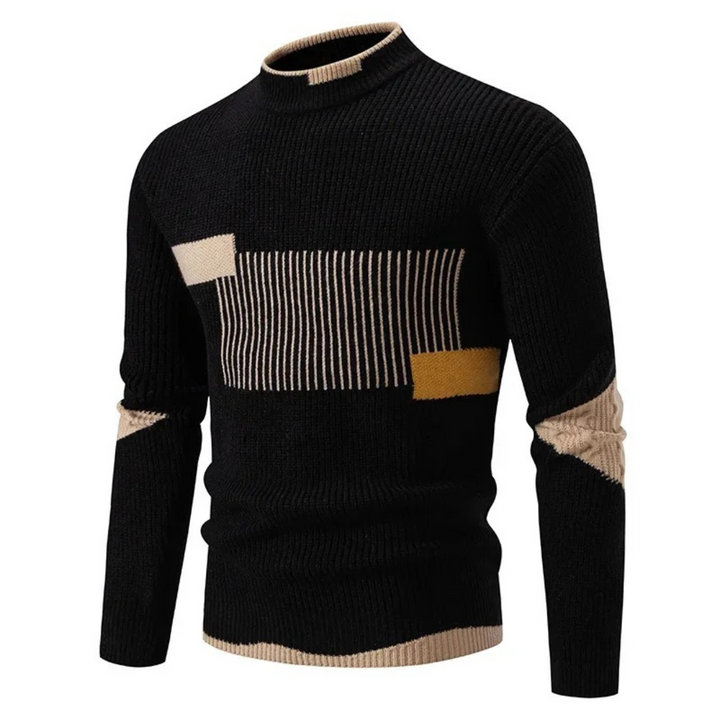 Herren Pullover mit geometrischem Muster für Herbst in Geometrisch Schwarz