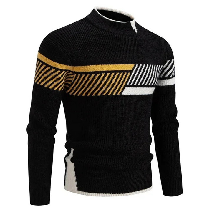 Herren Pullover mit geometrischem Muster für Herbst in Schwarz
