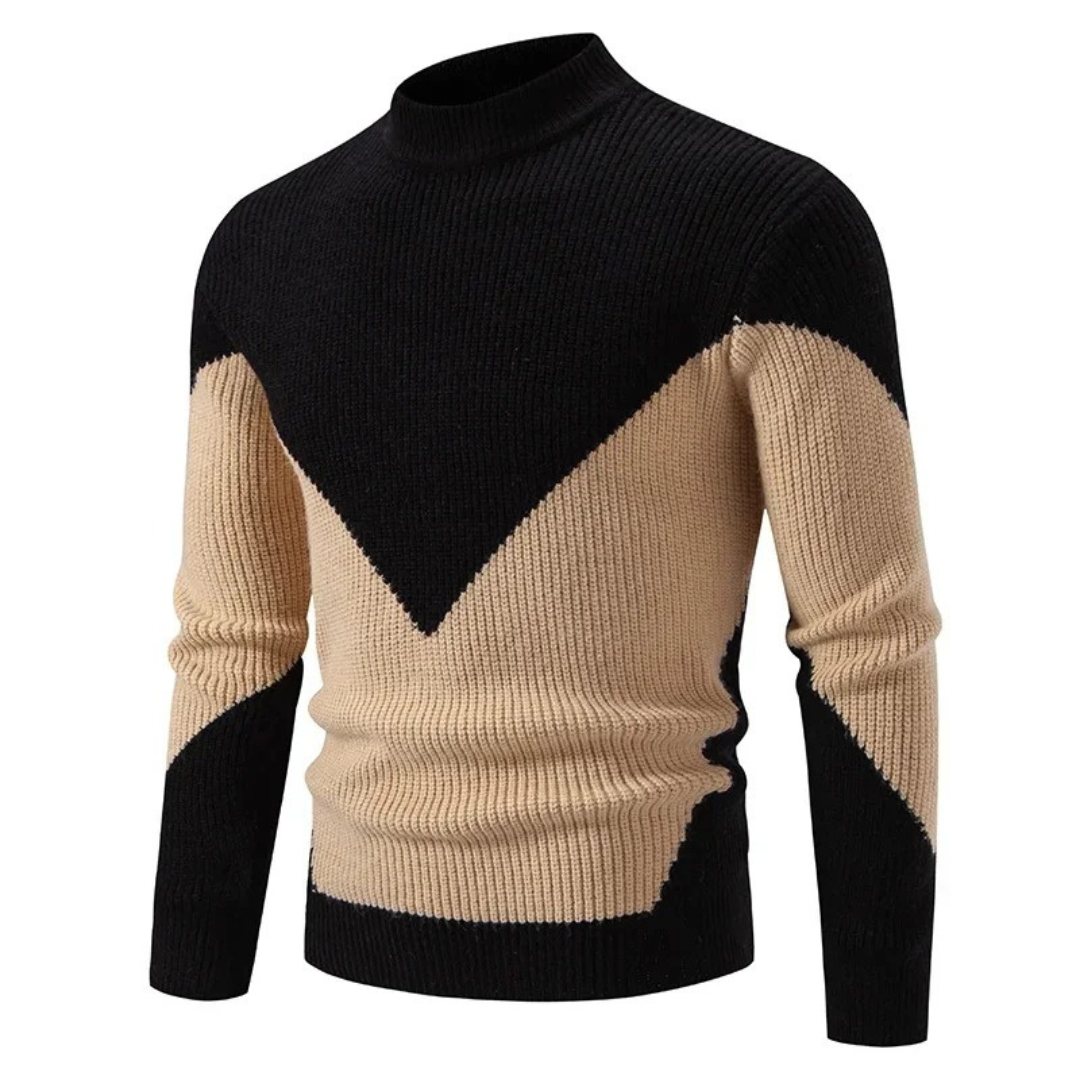 Herren Pullover mit geometrischem Muster für Herbst in Schwarzer Diamant
