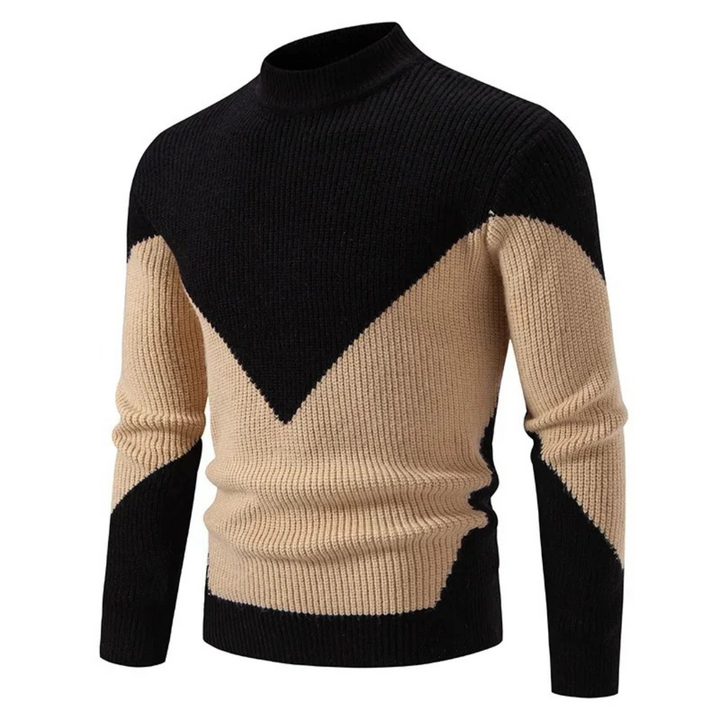 Herren Pullover mit geometrischem Muster für Herbst in Schwarzer Diamant