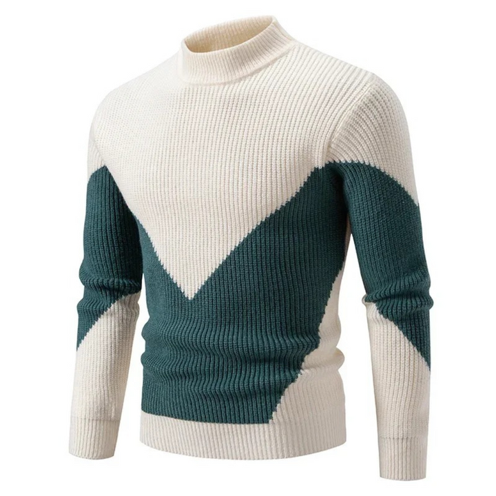 Herren Pullover mit geometrischem Muster für Herbst in Weißer Diamant