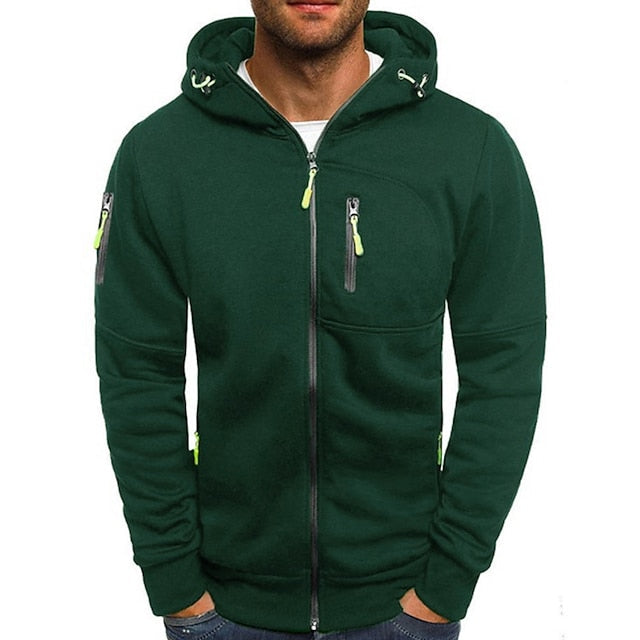 Herren Pullover mit Kapuze für Herbst in Grün